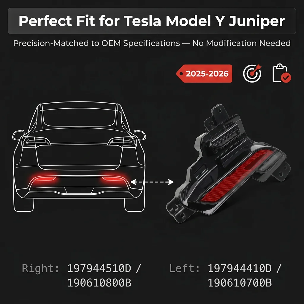 For Tesla Model Y Juniper 2025 2026 Rear Bumper Reflector Lights w/ Bulb 1979444-10-D 197944510D Warning Lamp Stop Light
For Tesla Model Y Juniper 2025 2026 Rear Bumper Reflector Lights w/ Bulb 1979444-10-D 197944510D Warning Lamp Stop Light