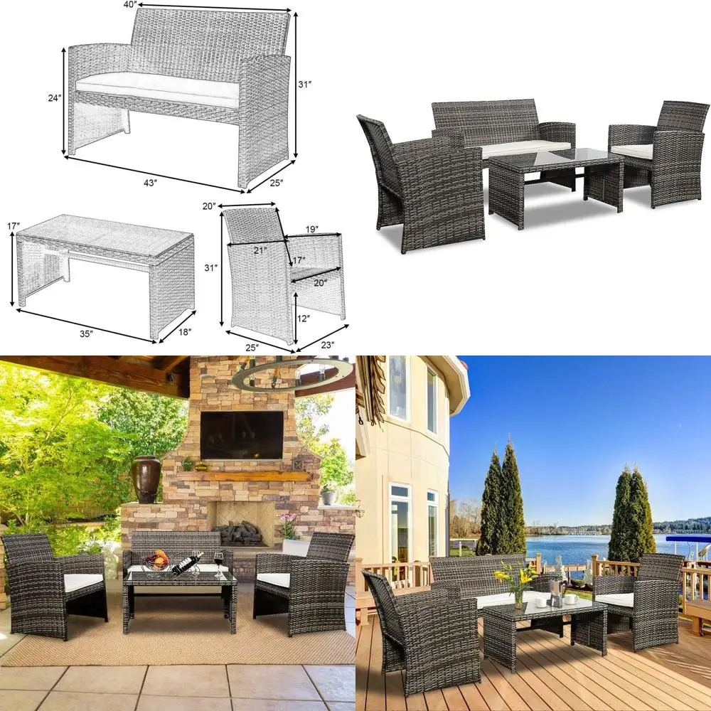 4-Piece Brown Rattan Outdoor Patio Sofa Set with Lawn Garden Furniture
4-Piece Brown Rattan Outdoor Patio Sofa Set with Lawn Garden Furniture