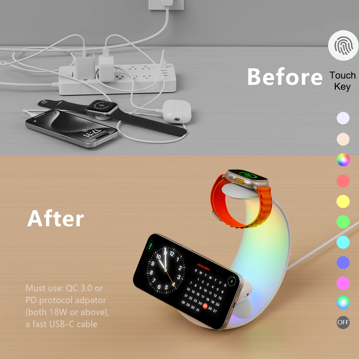 MagSafe Wireless Charger For iWatch Air Pods Apple Watch iPhone Samsung Phone Holder RGB Moon Night Light Bedroom Office Home
MagSafe Wireless Charger For iWatch Air Pods Apple Watch iPhone Samsung Phone Holder RGB Moon Night Light Bedroom Office Home