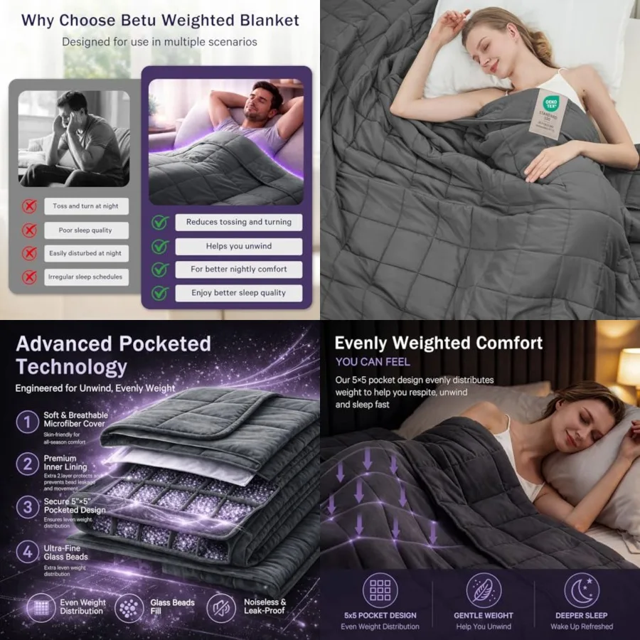Weighted Blanket for Adults 20lbs, 60x80, Queen Size Cooling Heavy Throw Blanket for 180-220lbs, Microfiber Soft Thick Big Blan
Weighted Blanket for Adults 20lbs, 60x80, Queen Size Cooling Heavy Throw Blanket for 180-220lbs, Microfiber Soft Thick Big Blan