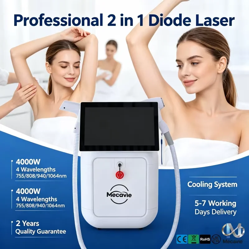 Portable 2in1 Soprano Titanium Ice Diode Laser Hair Removal Device 808nm Alexandrite Painless Permanent Epilation Machine CE Cer
Portable 2in1 Soprano Titanium Ice Diode Laser Hair Removal Device 808nm Alexandrite Painless Permanent Epilation Machine CE Cer