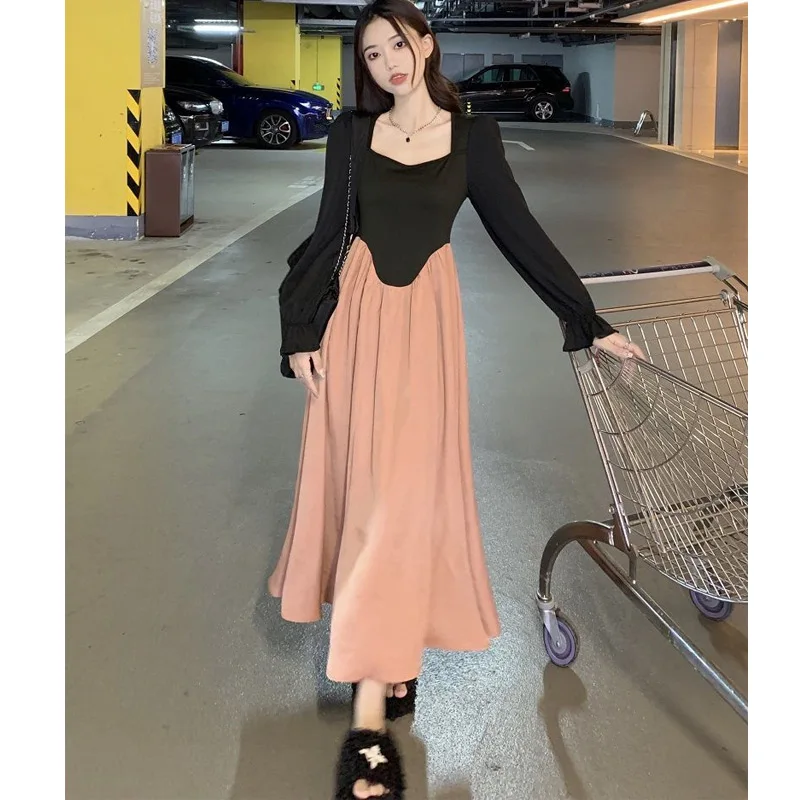 Temperament Fake Two-piece Midi Dress Spring Autumn Long Sleeve Contrast Patchwork Elegant Dress Fashion Korean Women Clothing
Temperament Fake Two-piece Midi Dress Spring Autumn Long Sleeve Contrast Patchwork Elegant Dress Fashion Korean Women Clothing