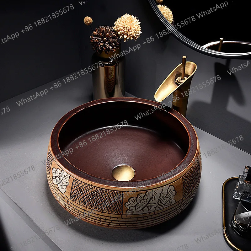 Китайский ретро керамический настольный умывальник, бытовой умывальник, умывальник для унитаза, умывальник для ванной комнаты, одинарный умывальник
Китайский ретро керамический настольный умывальник, бытовой умывальник, умывальник для унитаза, умывальник для ванной комнаты, одинарный умывальник