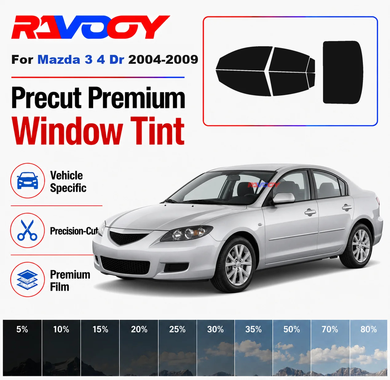 Premium Precut Window Tint Kit Front Windows Rear Windows Rear Windshield For Mazda 3 4 Dr 2004-2009 Car Solar Nano Ceramic Film
Premium Precut Window Tint Kit Front Windows Rear Windows Rear Windshield For Mazda 3 4 Dr 2004-2009 Car Solar Nano Ceramic Film