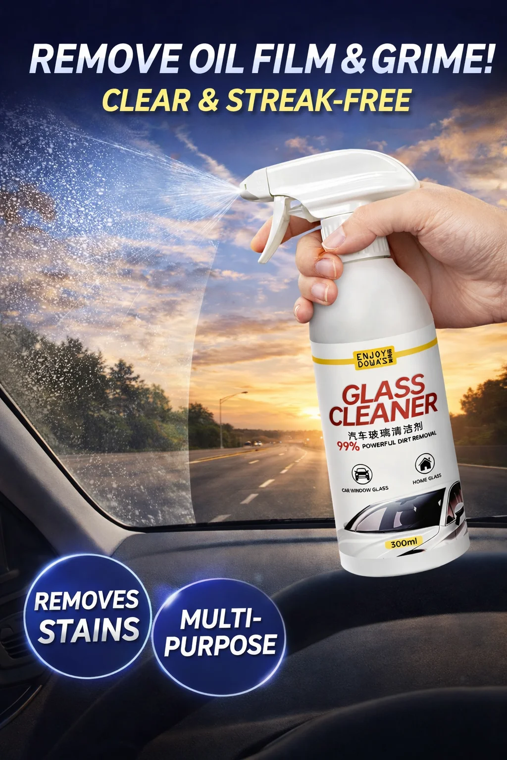 Car Glass Cleaner Spray 300ml, Oil Film & Grease Remover for Windshield, Window and Mirror, Streak Free Cleaning
Car Glass Cleaner Spray 300ml, Oil Film & Grease Remover for Windshield, Window and Mirror, Streak Free Cleaning