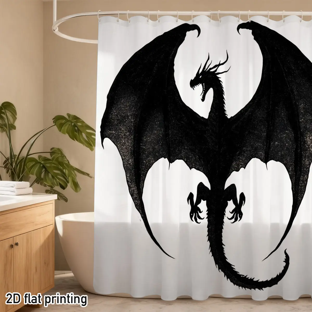 Gothic Dragon Shower Curtain Black Silhouette Spread Wings Waterproof Polyester Fantasy Bathroom Decor for Dragon Lovers
Gothic Dragon Shower Curtain Black Silhouette Spread Wings Waterproof Polyester Fantasy Bathroom Decor for Dragon Lovers