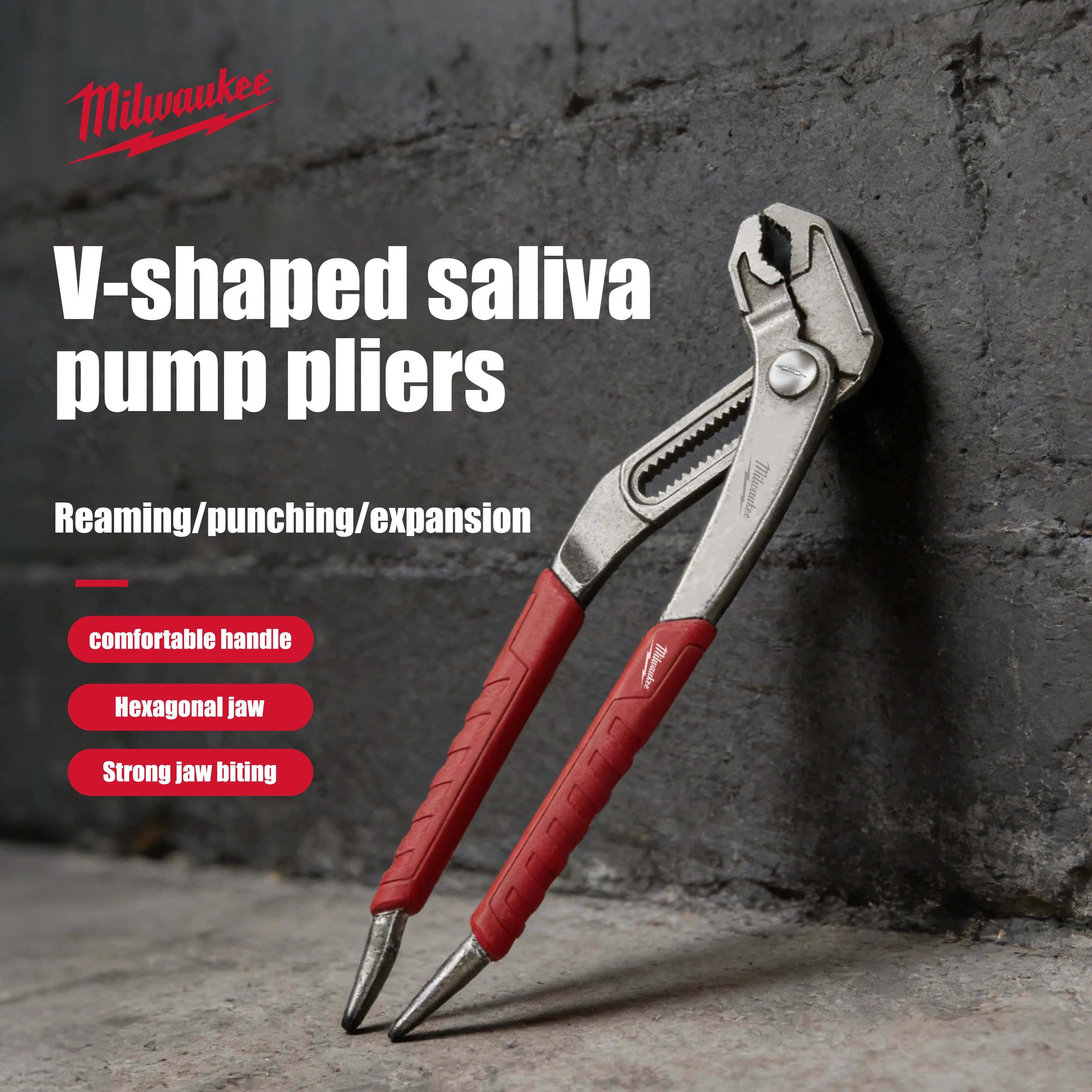Milwaukee 10 inch V-shaped saliva pump pliers, comfortable handle, multifunctional manual tool accessory pliers 48-22-6210
Milwaukee 10 inch V-shaped saliva pump pliers, comfortable handle, multifunctional manual tool accessory pliers 48-22-6210