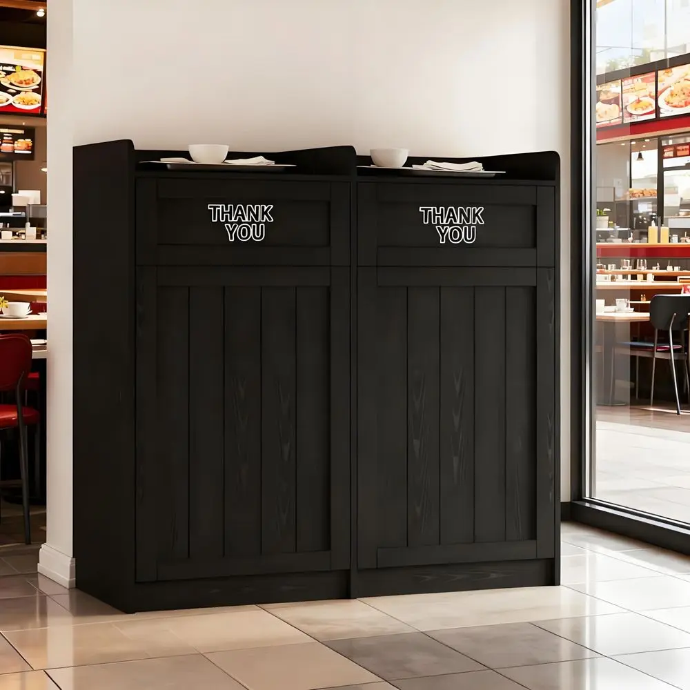 40 Gallon Restaurant Trash Can Cabinet, Wooden Commercial Trash Can with Tray Holder, Large Garbage Cabinet for Restaurant Cafe
40 Gallon Restaurant Trash Can Cabinet, Wooden Commercial Trash Can with Tray Holder, Large Garbage Cabinet for Restaurant Cafe
