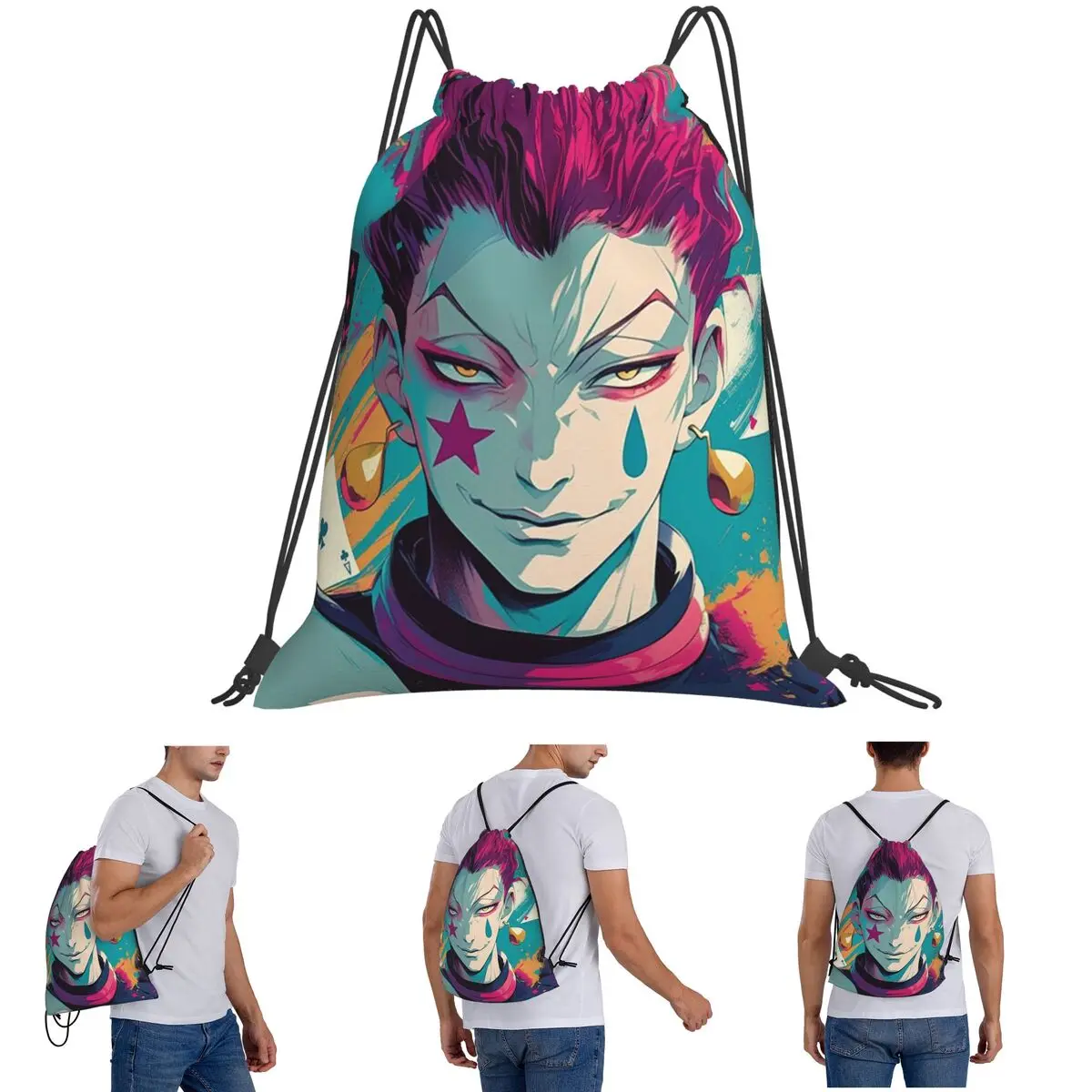 Anime Hisoka Hunter X Hunter Magical Joker Backpacks Casual Drawstring Bundle Pocket Sundries Bag Book Bags for Man Woman School
Anime Hisoka Hunter X Hunter Magical Joker Backpacks Casual Drawstring Bundle Pocket Sundries Bag Book Bags for Man Woman School