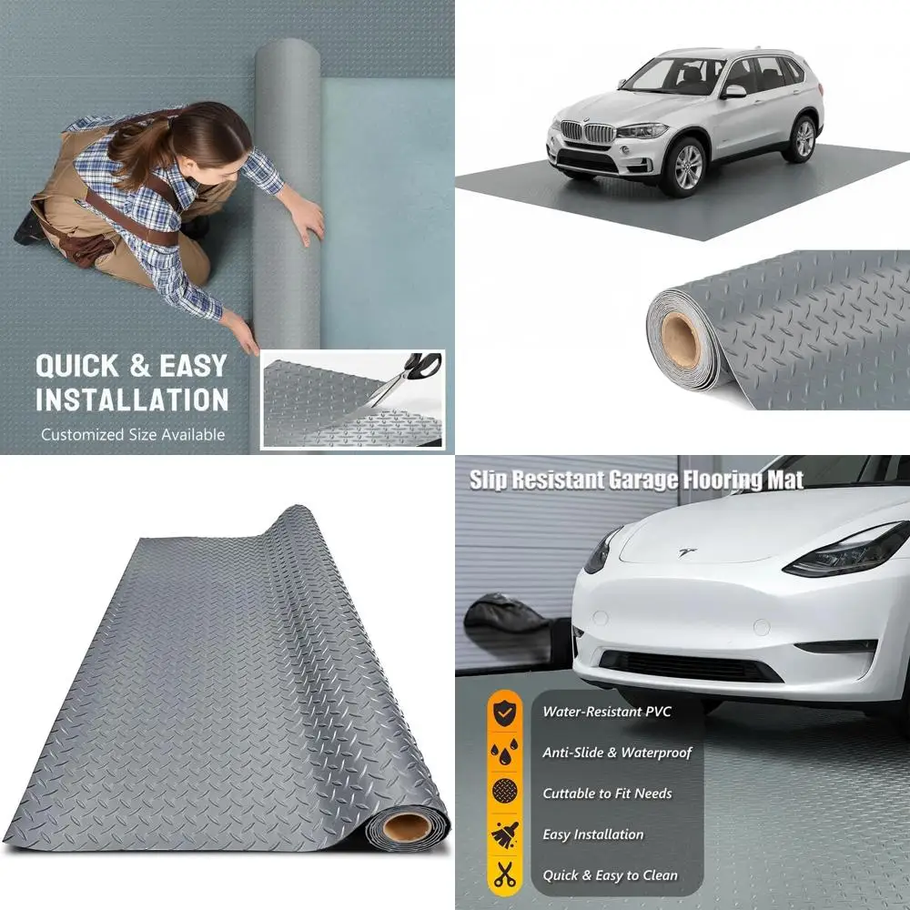 Thick PVC Garage Floor Mat, 7ft x 15ft, Heavy-Duty Waterproof Nonslip Protector for Cars, Trailers, SUVs, Basements, Gyms (Grey)
Thick PVC Garage Floor Mat, 7ft x 15ft, Heavy-Duty Waterproof Nonslip Protector for Cars, Trailers, SUVs, Basements, Gyms (Grey)