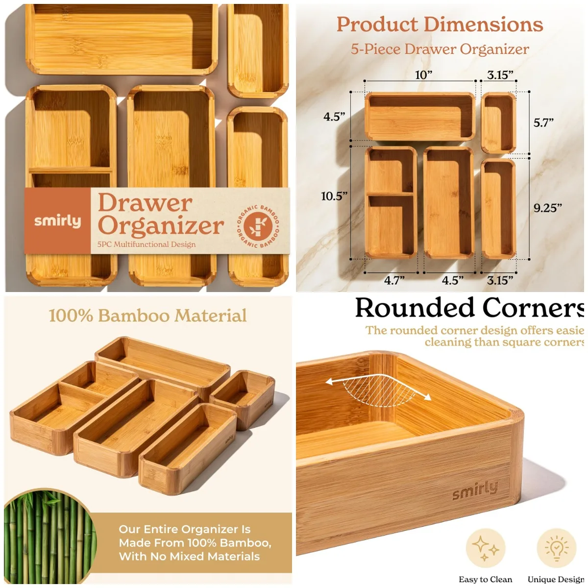 Набор бамбуковых кухонных ящиков - многофункциональное хранилище из 5 предметов для посуды, специй, ювелирных изделий, столовых приборов
Набор бамбуковых кухонных ящиков - многофункциональное хранилище из 5 предметов для посуды, специй, ювелирных изделий, столовых приборов