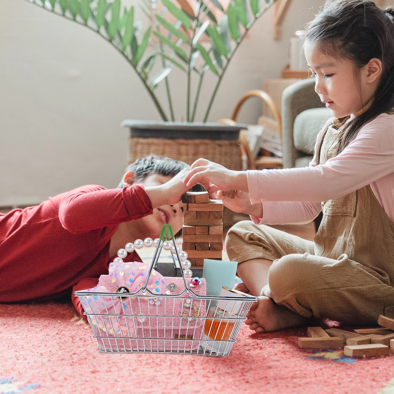 Mini Shopping Basket Kids Iron Storage Toy Handle Small Baskets Shelves Container Decor Play Kitchen Games
Mini Shopping Basket Kids Iron Storage Toy Handle Small Baskets Shelves Container Decor Play Kitchen Games
