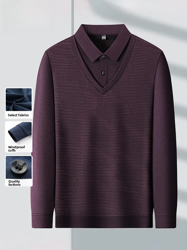 Fall Faion Dad Long Sve irt Casual Knitted Mid-aged Men's Base Layer irt irt Collar Fake Two-Piece Upper Body
Fall Faion Dad Long Sve irt Casual Knitted Mid-aged Men's Base Layer irt irt Collar Fake Two-Piece Upper Body