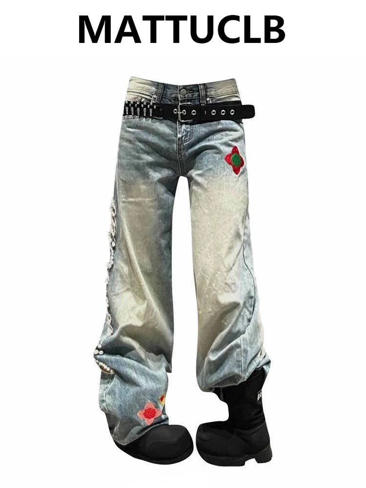 Женские мешковатые джинсы с вышивкой, джинсовые брюки, широкий крой с жемчугом, американский ретро Y2K, Harajuku, ковбойская уличная одежда в стиле гранж, уличная одежда Tide
Женские мешковатые джинсы с вышивкой, джинсовые брюки, широкий крой с жемчугом, американский ретро Y2K, Harajuku, ковбойская уличная одежда в стиле гранж, уличная одежда Tide