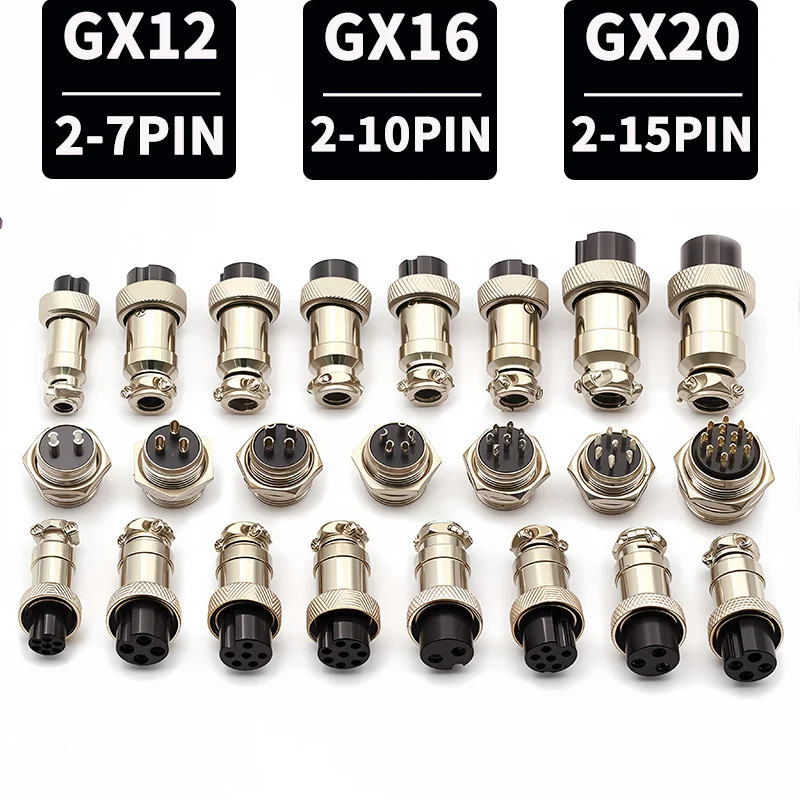 5/10/20 Sets GX12/16/20 Aviation Plug Connector 2-15Pin, M/F Industrial Circular Socket for Docking Electrical Equipment
5/10/20 Sets GX12/16/20 Aviation Plug Connector 2-15Pin, M/F Industrial Circular Socket for Docking Electrical Equipment