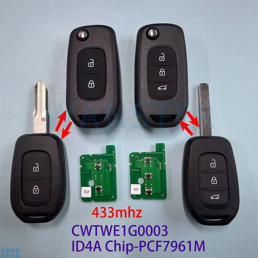 CWTWE1G0003 433mhz ID4A Chip PCF7961M Car Key Fob Remote for Renault Duster/Sandero//Dacia/Logan/Lodgy/Dokker/Trafic/Clio 4
CWTWE1G0003 433mhz ID4A Chip PCF7961M Car Key Fob Remote for Renault Duster/Sandero//Dacia/Logan/Lodgy/Dokker/Trafic/Clio 4