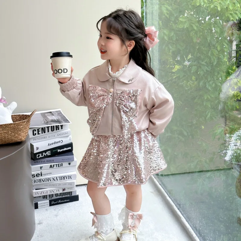 Girls Autumn Set Children Stylish and Fashionable Jacket Small Fragrance Style Sequin Princess Skirt Temperament Two-piece Set
Girls Autumn Set Children Stylish and Fashionable Jacket Small Fragrance Style Sequin Princess Skirt Temperament Two-piece Set