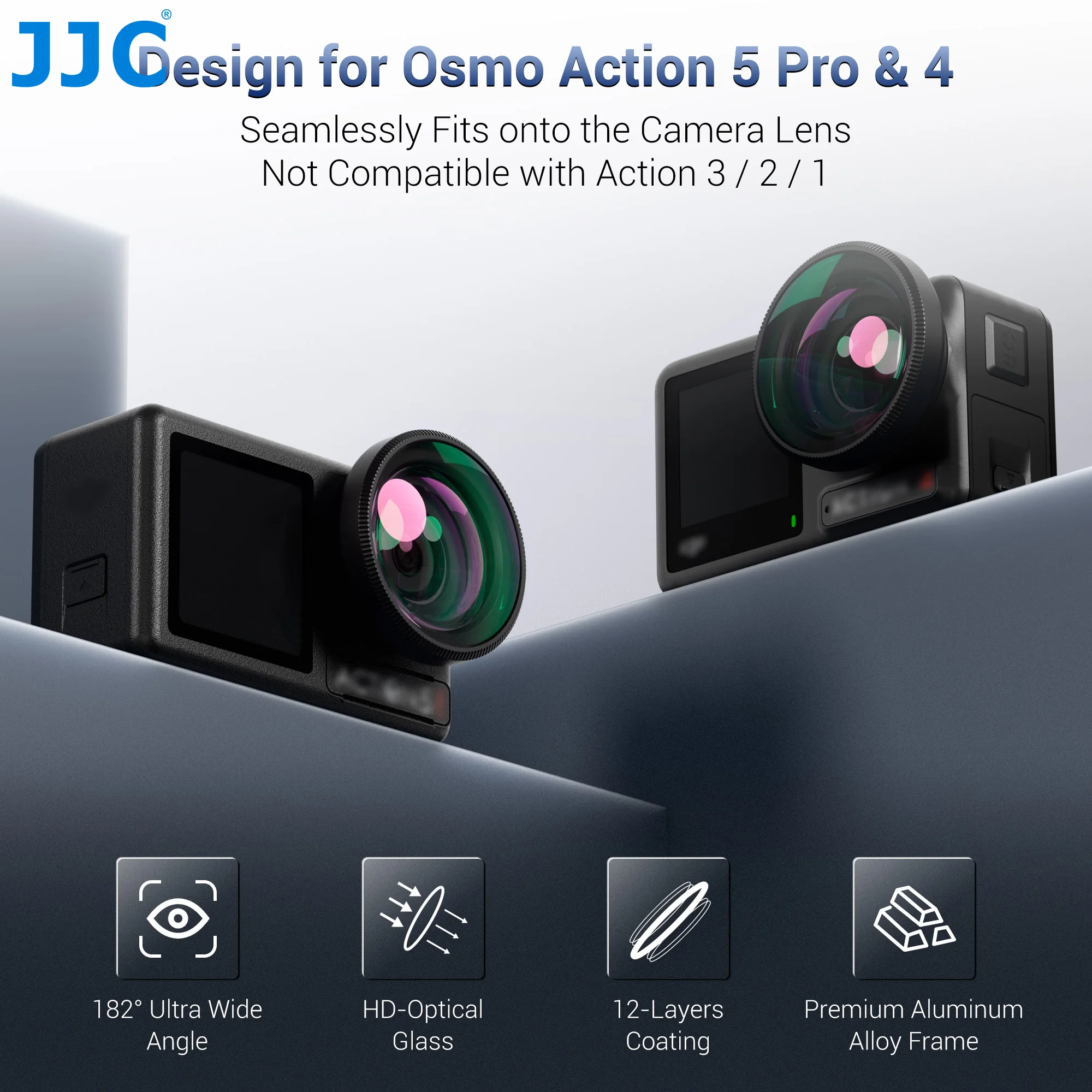 JJC FOV Boost Lens for DJI Osmo Action 5 Pro 4 Accessories Thread Mounted Multi Layers Action Camera Lens with Silicone Cover
JJC FOV Boost Lens for DJI Osmo Action 5 Pro 4 Accessories Thread Mounted Multi Layers Action Camera Lens with Silicone Cover