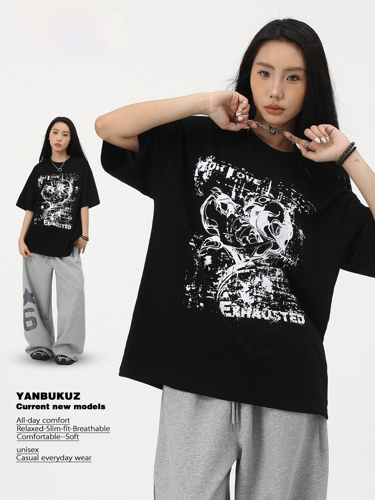 YBKZ Street Dance Retro Heartbeat Print Loose Short Sleeve T-Shirt Women's Summer Casual Versatile Cotton round Neck Top
YBKZ Street Dance Retro Heartbeat Print Loose Short Sleeve T-Shirt Women's Summer Casual Versatile Cotton round Neck Top
