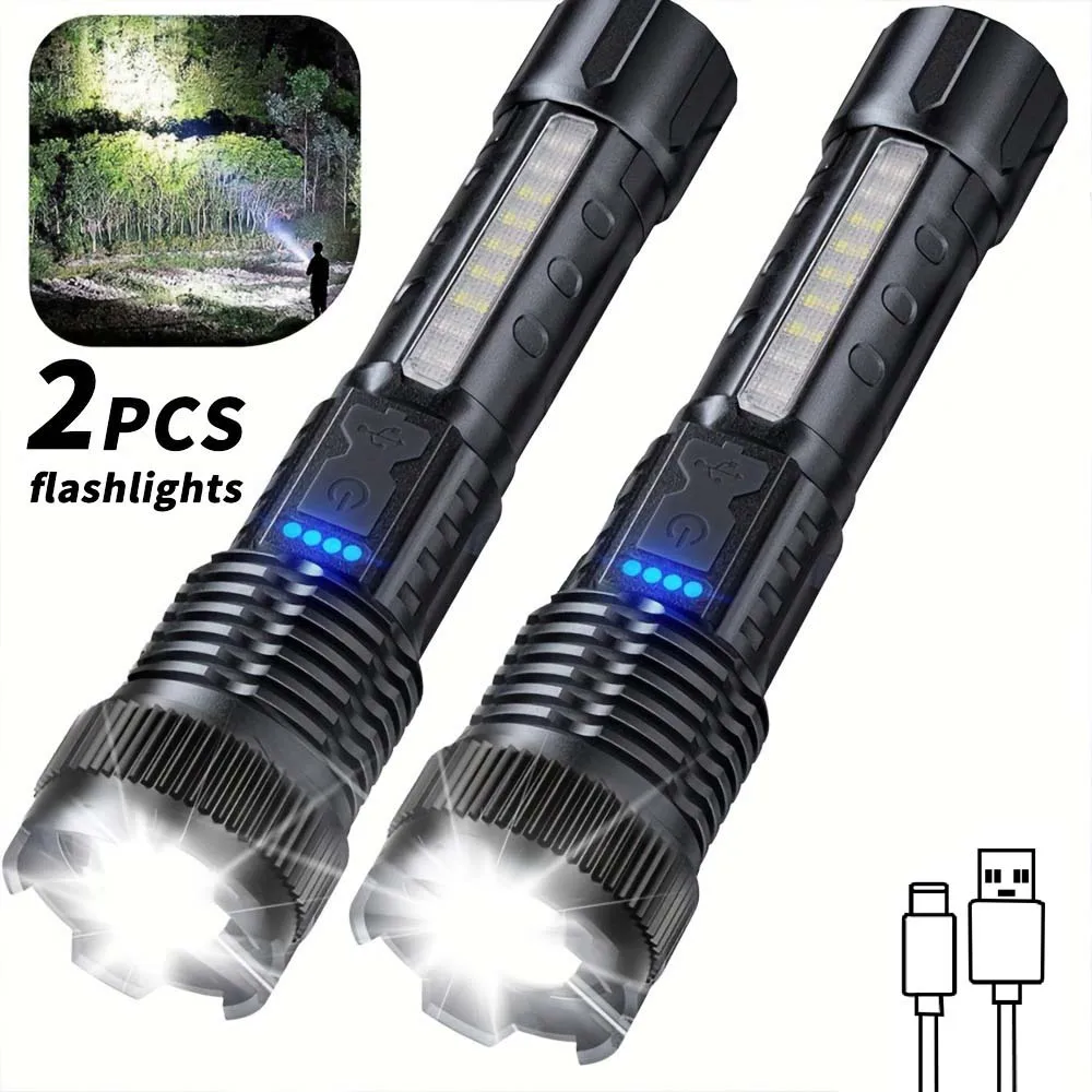 2pcs Rechargeable Zoomable Super Bright Flashlight for Emergency Power Outage, for Outdoor Camping, Hurricane
2pcs Rechargeable Zoomable Super Bright Flashlight for Emergency Power Outage, for Outdoor Camping, Hurricane