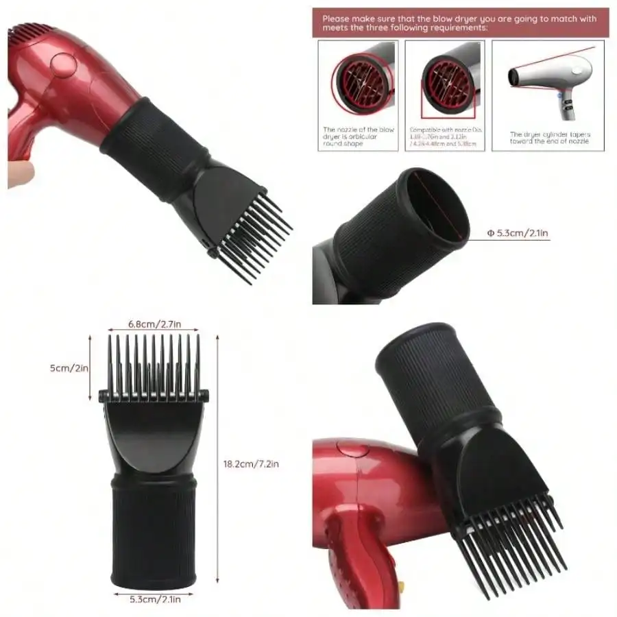 Blow Dryer Comb Attachment, Black Brush Attachments Hair Dryer Concentrator Nozzle 1.69 - 1.76in And 2.12in, Pro Hairdressing
Blow Dryer Comb Attachment, Black Brush Attachments Hair Dryer Concentrator Nozzle 1.69 - 1.76in And 2.12in, Pro Hairdressing