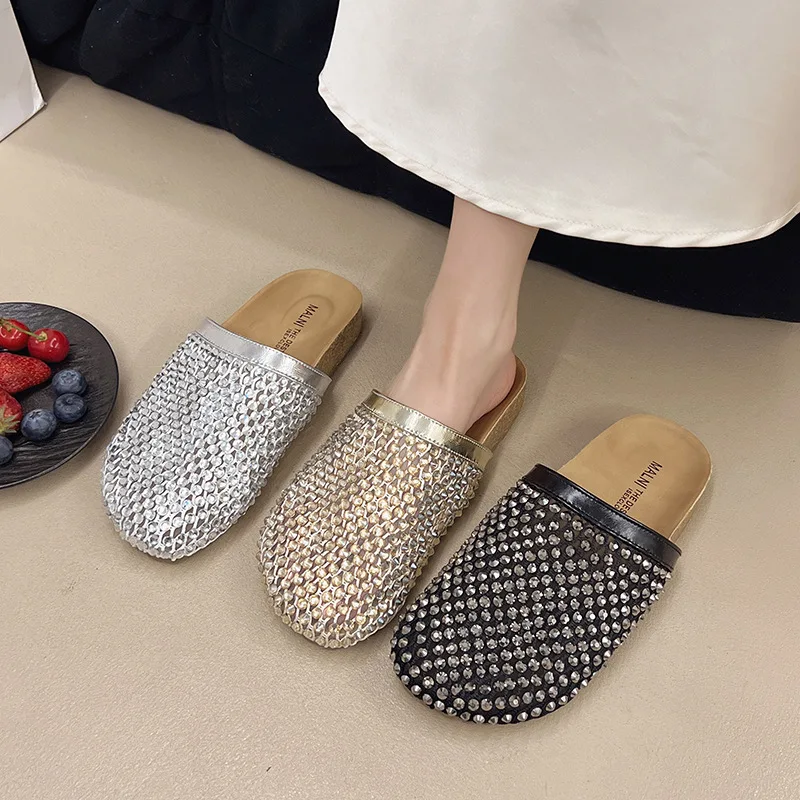 2025 New Summer Women's Thick-soled Half Slippers Fashion Sandals with Net and Rhinestone Design
2025 New Summer Women's Thick-soled Half Slippers Fashion Sandals with Net and Rhinestone Design