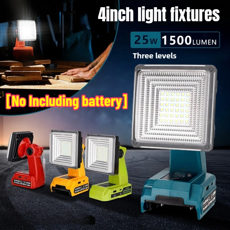 Outdoor Lighting Fixtures with USB Ports Cordless 18-20V Battery 25W LED Floodlight for Jobsite Car Repairing Camping Emergency
Outdoor Lighting Fixtures with USB Ports Cordless 18-20V Battery 25W LED Floodlight for Jobsite Car Repairing Camping Emergency