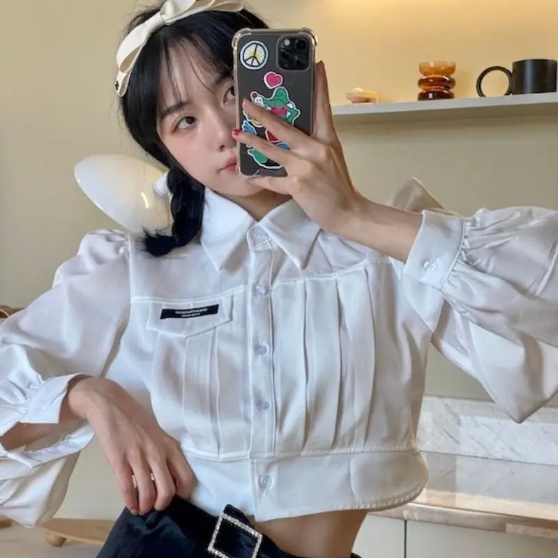 Shirts Women White Korean Fashion Preppy Style Casual Tender Puff Sleeve Y2k Crop Tops Clothing Cute Students Sweet All-match
Shirts Women White Korean Fashion Preppy Style Casual Tender Puff Sleeve Y2k Crop Tops Clothing Cute Students Sweet All-match