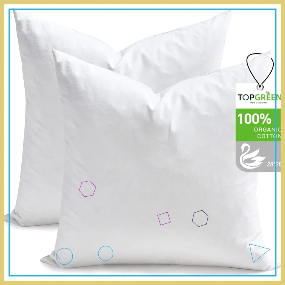 Decorative Throw Pillow Inserts 28x28, Set of 2, Organic Cotton Shell, Soft Euro Pillow for Couch Bed (White)
Decorative Throw Pillow Inserts 28x28, Set of 2, Organic Cotton Shell, Soft Euro Pillow for Couch Bed (White)