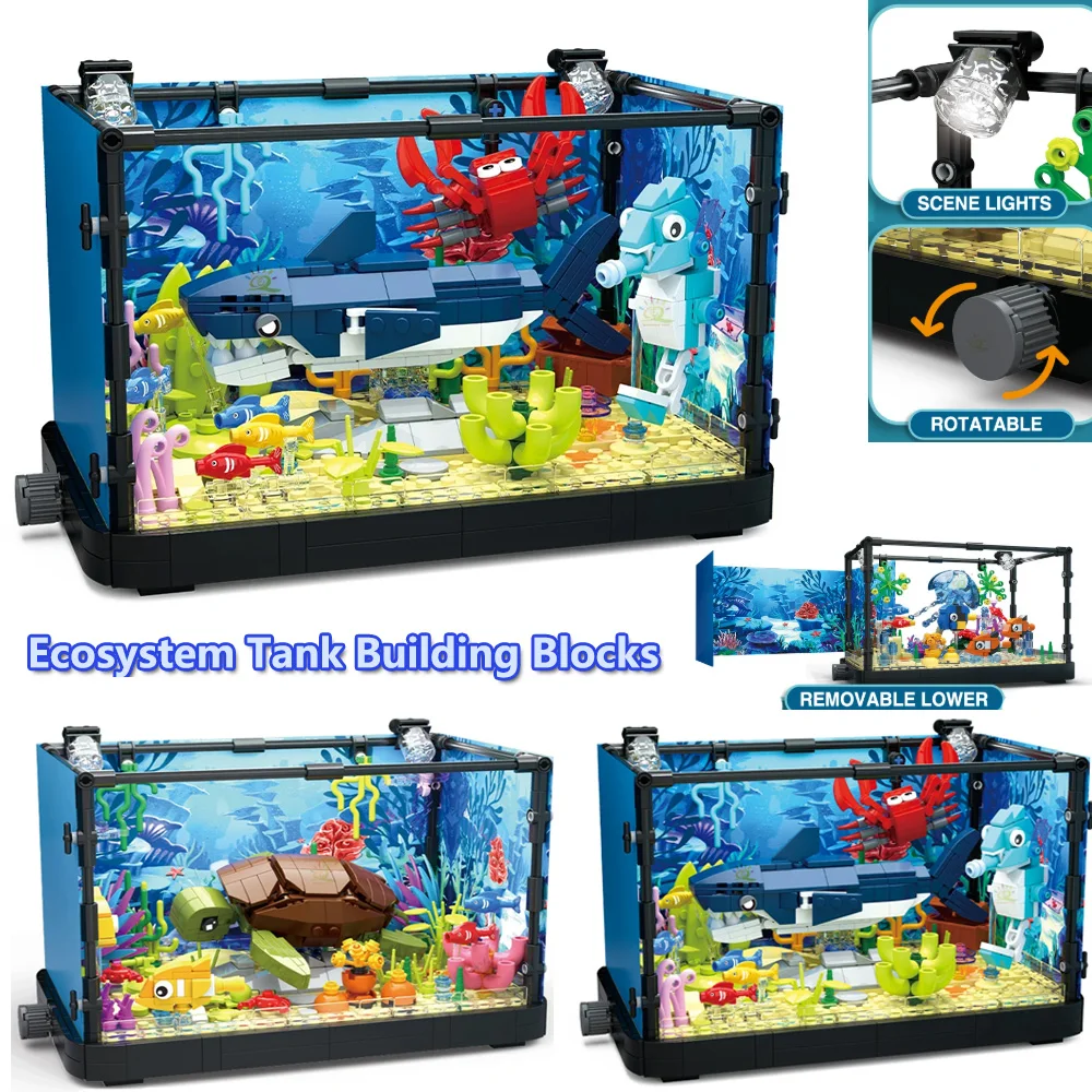 Морские животные Медузы Аквариум MOC Строительные блоки Морская черепаха Аквариум со светодиодной подсветкой Модель Кирпичи Игрушка в подарок для детей
Морские животные Медузы Аквариум MOC Строительные блоки Морская черепаха Аквариум со светодиодной подсветкой Модель Кирпичи Игрушка в подарок для детей