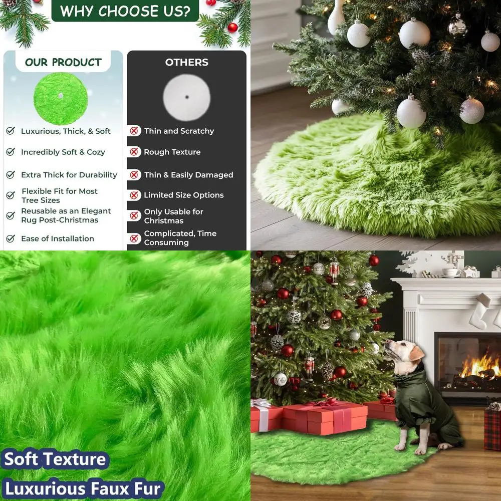 Зеленая плюшевая 60-дюймовая юбка из искусственного меха для рождественской елки для праздничных праздников
Зеленая плюшевая 60-дюймовая юбка из искусственного меха для рождественской елки для праздничных праздников