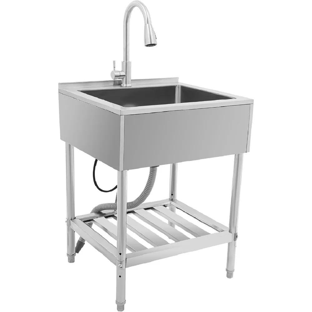 Универсальная раковина из нержавеющей стали, отдельно стоящая большая раковина, раковина для стирки с одной чашей и выдвижным краном, коммерческие кухонные мойки с
Универсальная раковина из нержавеющей стали, отдельно стоящая большая раковина, раковина для стирки с одной чашей и выдвижным краном, коммерческие кухонные мойки с