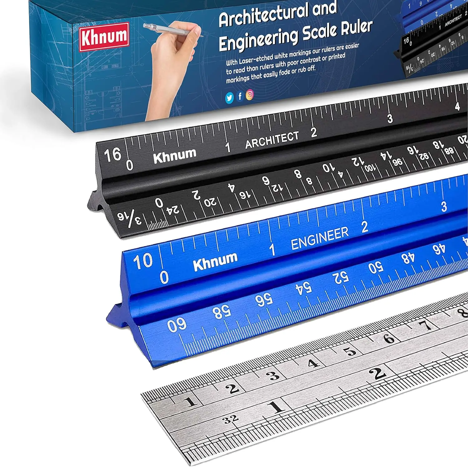 12-Inch Aluminum Triangular Drafting Ruler Set for Architects and Engineers, Includes Metal Scale
12-Inch Aluminum Triangular Drafting Ruler Set for Architects and Engineers, Includes Metal Scale