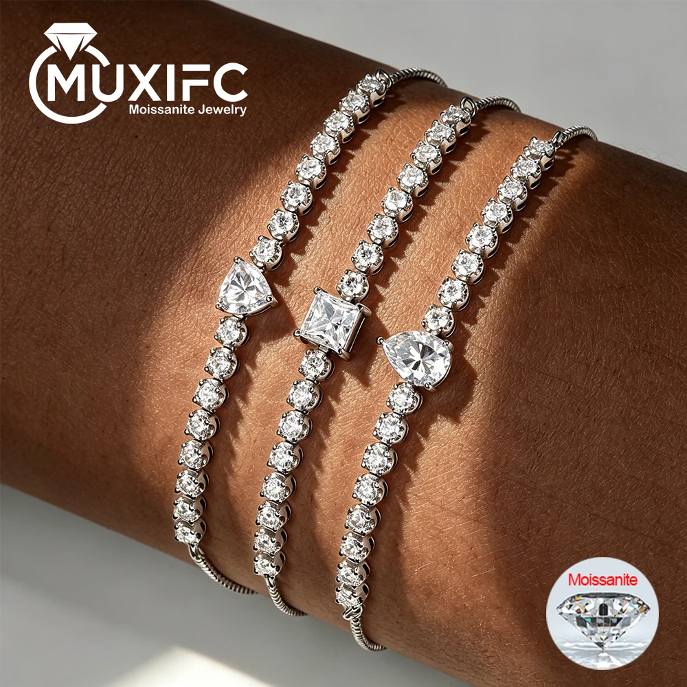 S925 Sterling Silver Heart/ Pear Cut All Moissanite Tennis Bracelet for Women Lab Diamond Adjustable Slider Bolo Chain Jewelry
S925 Sterling Silver Heart/ Pear Cut All Moissanite Tennis Bracelet for Women Lab Diamond Adjustable Slider Bolo Chain Jewelry
