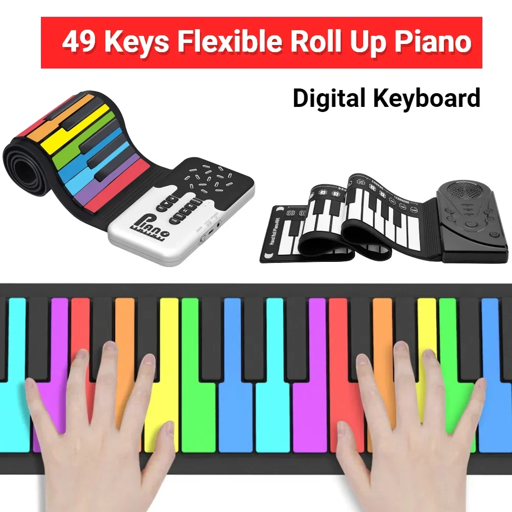 49 Keys Flexible Roll Up Piano MIDI Out Electronic Hand Roll Piano Bluetooth-Compatible Mp3 Headphone for Music Lovers Beginners
49 Keys Flexible Roll Up Piano MIDI Out Electronic Hand Roll Piano Bluetooth-Compatible Mp3 Headphone for Music Lovers Beginners