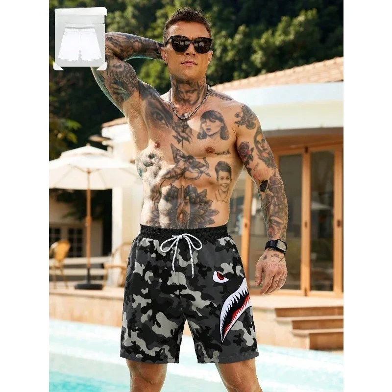 New men's camouflage printed drawstring waist beach shorts, Hawaiian style fashion sports style
New men's camouflage printed drawstring waist beach shorts, Hawaiian style fashion sports style