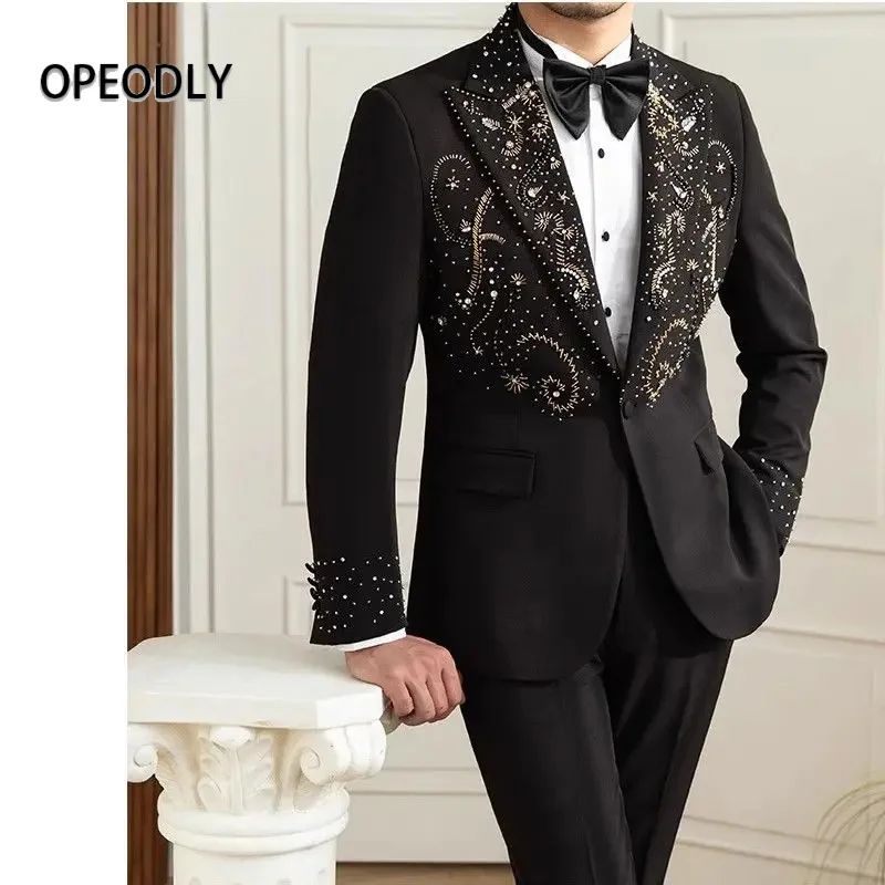 OPEODLY Luxury Handmade Beaded Western Suit for Wedding Host Banquet French Elegant Black Blazer
OPEODLY Luxury Handmade Beaded Western Suit for Wedding Host Banquet French Elegant Black Blazer