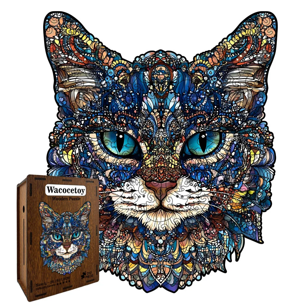 Wooden Irregular Blue-Eyed Cat Puzzle High Difficulty Handmade Stress Relief Jigsaw Toy for Adults Creative Ornaments HG104
Wooden Irregular Blue-Eyed Cat Puzzle High Difficulty Handmade Stress Relief Jigsaw Toy for Adults Creative Ornaments HG104