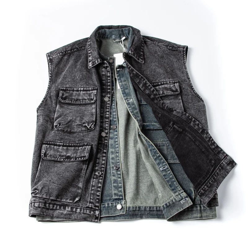 American Vintage Denim Vest Men's Spring Autumn Retro Workwear Waistcoat Casual Versatile Lapel Top Couple Poclets Vest Jacket
American Vintage Denim Vest Men's Spring Autumn Retro Workwear Waistcoat Casual Versatile Lapel Top Couple Poclets Vest Jacket