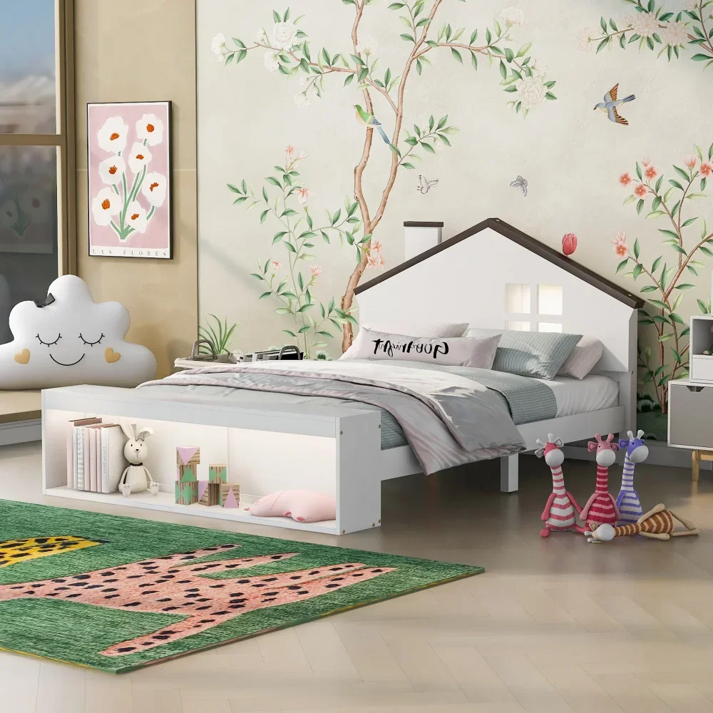 Wood Full Size House Shaped Platform Bed, Built-in LED Light for Kids Teens Adults, Full size Children Beds
Wood Full Size House Shaped Platform Bed, Built-in LED Light for Kids Teens Adults, Full size Children Beds