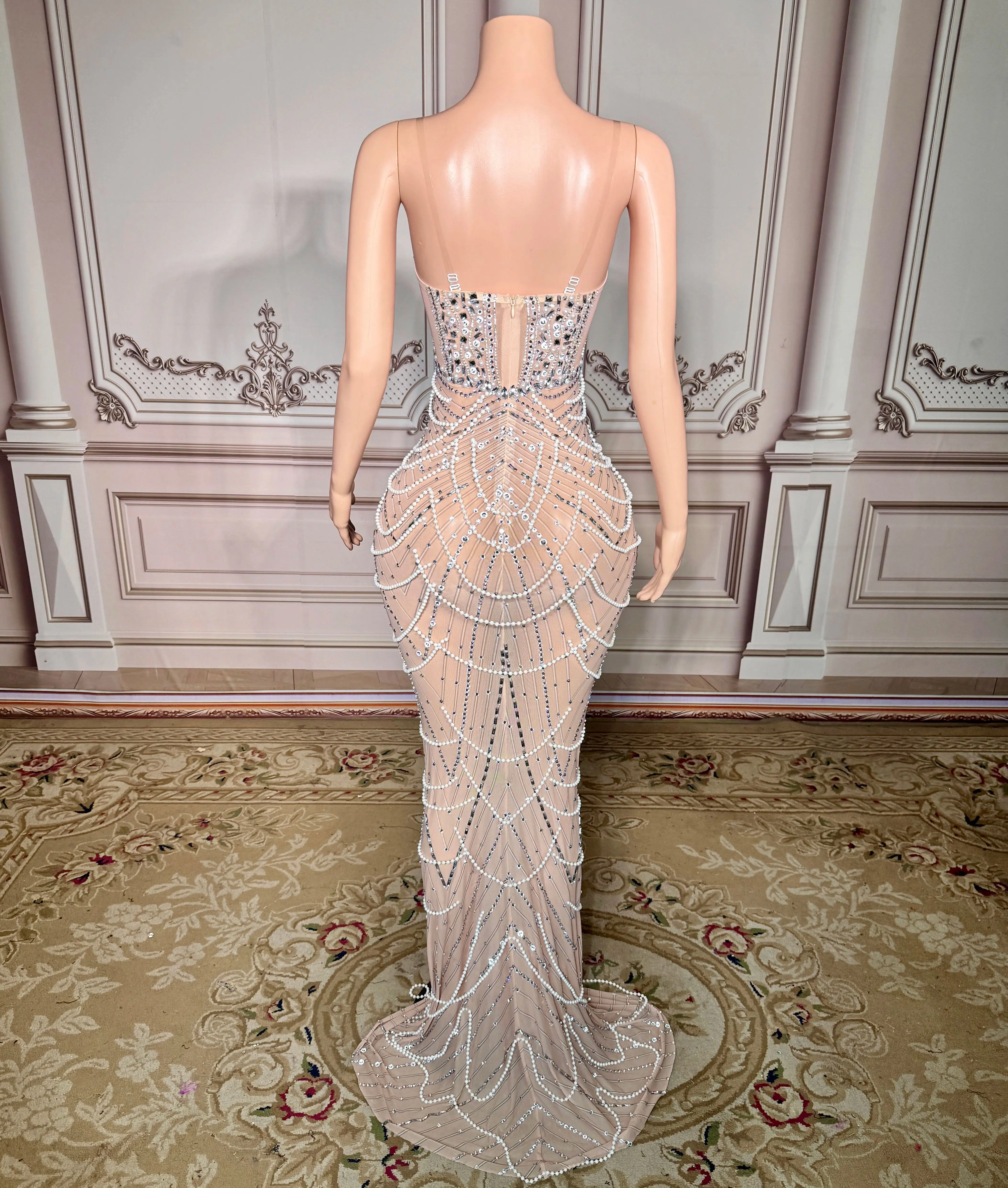 Evening dress for birthday party Blue Host Heavy Industry Beads Mermaid Toast Off-Shoulder Wedding Dress
Evening dress for birthday party Blue Host Heavy Industry Beads Mermaid Toast Off-Shoulder Wedding Dress