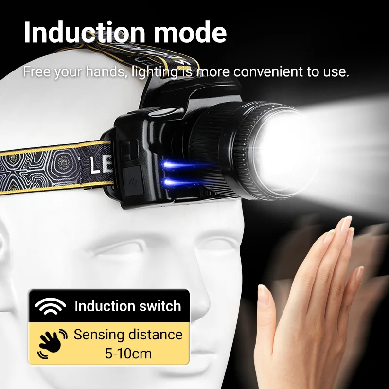 High Power Led Headlamp Sensor Super Bright Rechargeable Head Flashlight Long Range Outdoor Work Head Lantern Emergency Lamps
High Power Led Headlamp Sensor Super Bright Rechargeable Head Flashlight Long Range Outdoor Work Head Lantern Emergency Lamps