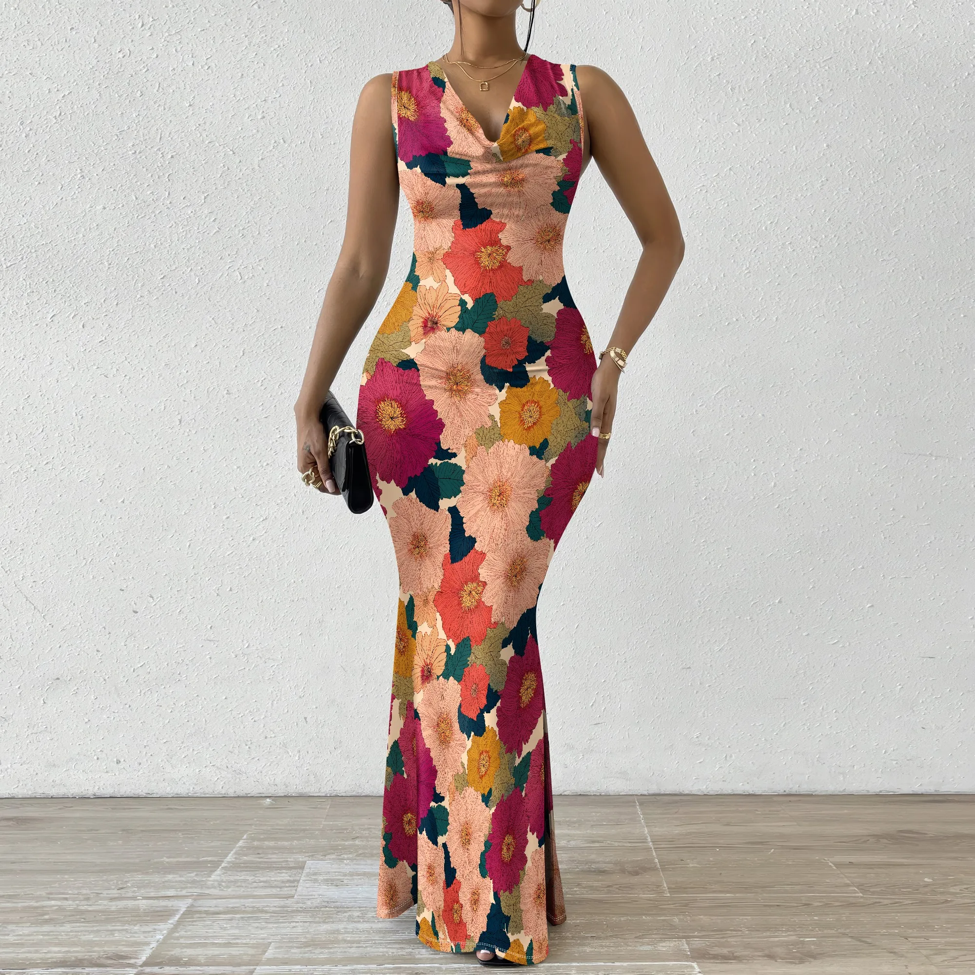 Colorful Floral Print Maxi Dress Women's Sleeveless V-Neck Bodycon Dress - XS-2XL Stylish Casual or Party Wear
Colorful Floral Print Maxi Dress Women's Sleeveless V-Neck Bodycon Dress - XS-2XL Stylish Casual or Party Wear