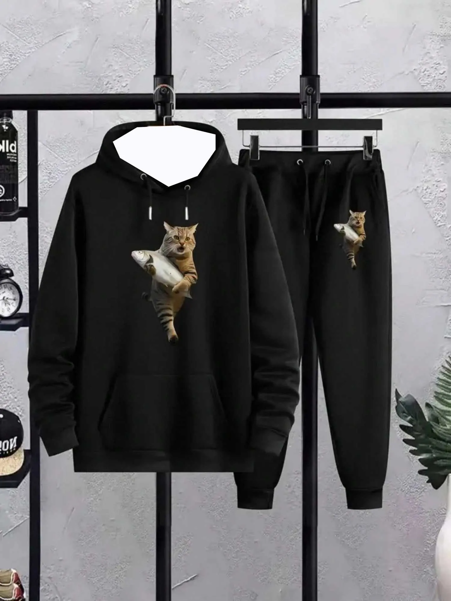 2025 Autumn/Winter New Y2K Men's Set Black Hoodie 3D Cat Printed Oversized Sports Set Fashion Casual Two Piece Set
2025 Autumn/Winter New Y2K Men's Set Black Hoodie 3D Cat Printed Oversized Sports Set Fashion Casual Two Piece Set