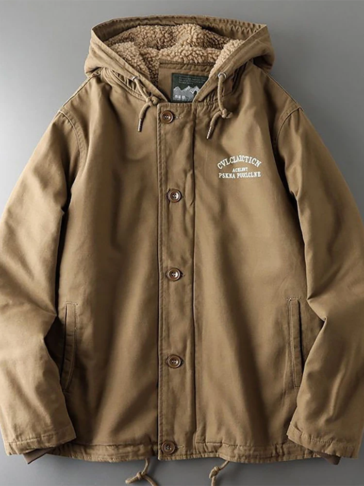 Men's Hooded Workwear Cotton Jacket Lamb Velvet Coat Winter Thickened Warm Casual Fashion City Style Breathable Windproof
Men's Hooded Workwear Cotton Jacket Lamb Velvet Coat Winter Thickened Warm Casual Fashion City Style Breathable Windproof