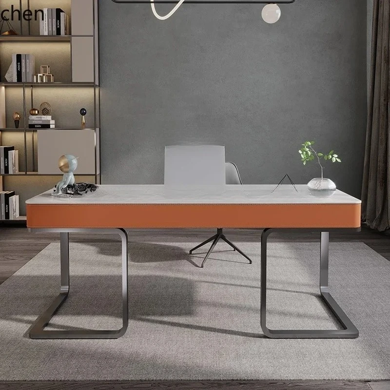 PYH saddle leather study desk writing desk light luxury slab office computer desk table
PYH saddle leather study desk writing desk light luxury slab office computer desk table