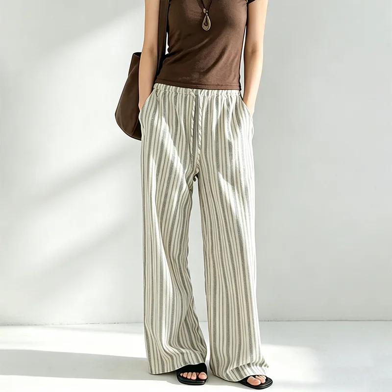 Casual Pants Spring and Summer Loose Straight Pants Quiet Luxury Breathable Cotton and Linen Wide-leg Pants Striped Trousers
Casual Pants Spring and Summer Loose Straight Pants Quiet Luxury Breathable Cotton and Linen Wide-leg Pants Striped Trousers