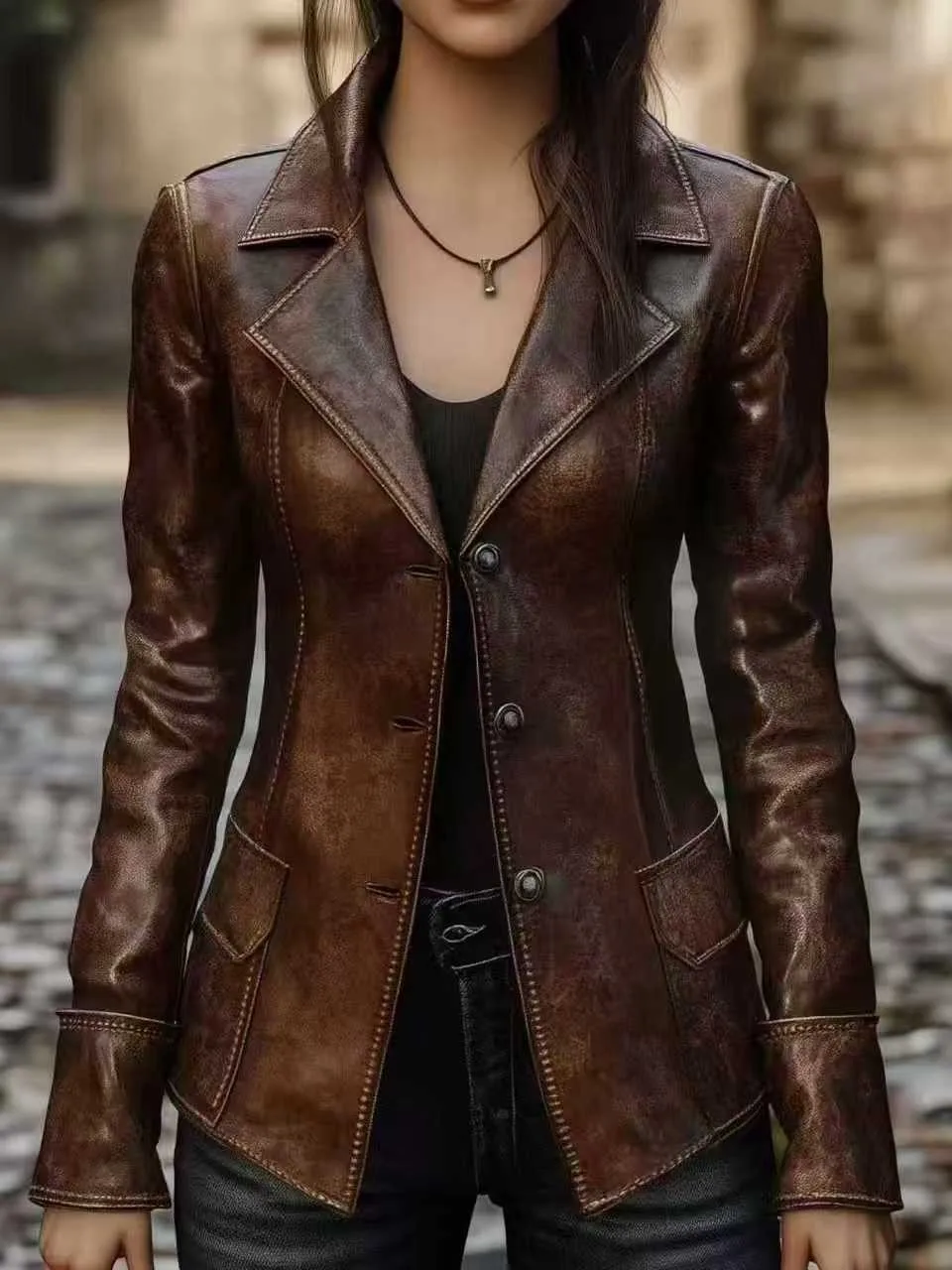 Elegant Motorcycle Style Leather Jacket Women's Coat Vintage Cool Female Fashion Synthetic Leather Long Sleeve Bright Surface
Elegant Motorcycle Style Leather Jacket Women's Coat Vintage Cool Female Fashion Synthetic Leather Long Sleeve Bright Surface