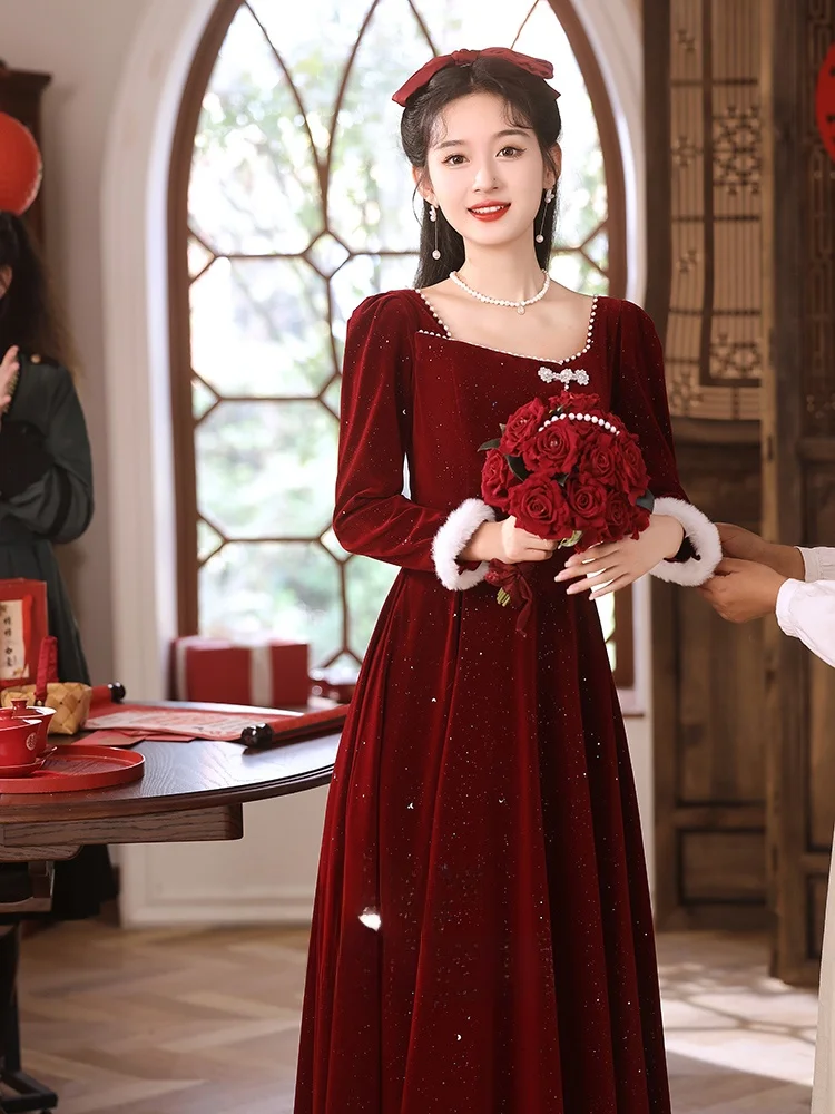 Velvet Long Sve Square Collar Wedding Dr New Autumn Winter Sle for Bridesmaid Formal Evening Par Ball Gown
Velvet Long Sve Square Collar Wedding Dr New Autumn Winter Sle for Bridesmaid Formal Evening Par Ball Gown