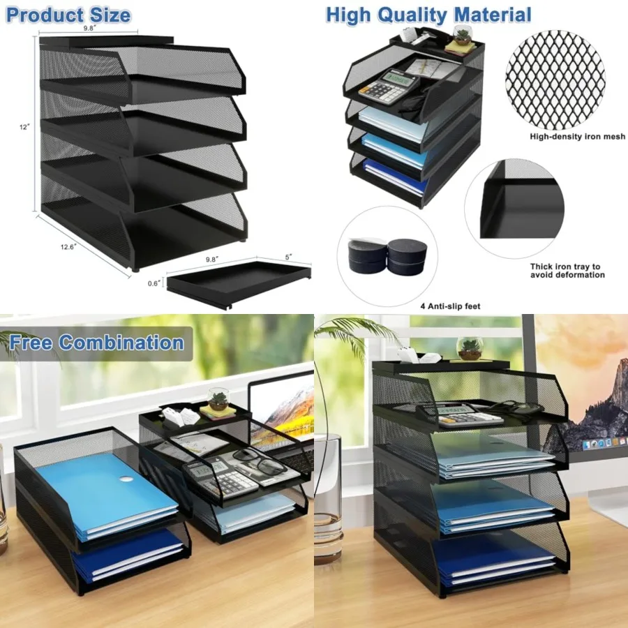 Paper Organizers, Desk Organizer, Stackable Paper Tray, Desk Accessories, Metal Mesh Desktop Organizer, Letter Trays, File Docu
Paper Organizers, Desk Organizer, Stackable Paper Tray, Desk Accessories, Metal Mesh Desktop Organizer, Letter Trays, File Docu